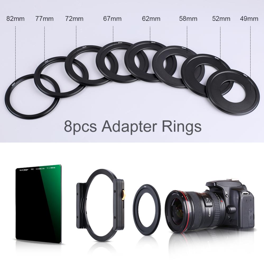 K&F Concept K\&F Concept 100mm Filter-Kit ND1000 & Filterholder med 8x adapterringer