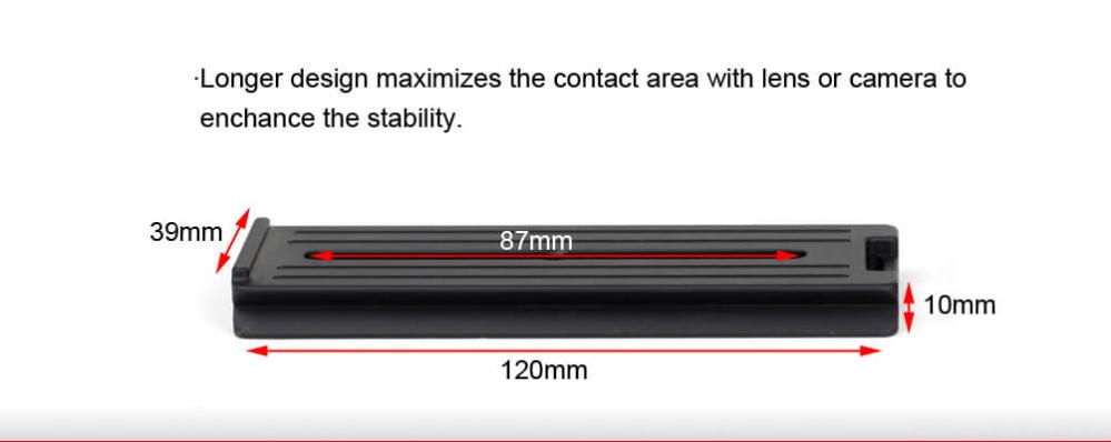 Sunwayfoto Sunwayfoto DPG-120DR Hurtigplate 120mm Arca Swiss med kantstøtte