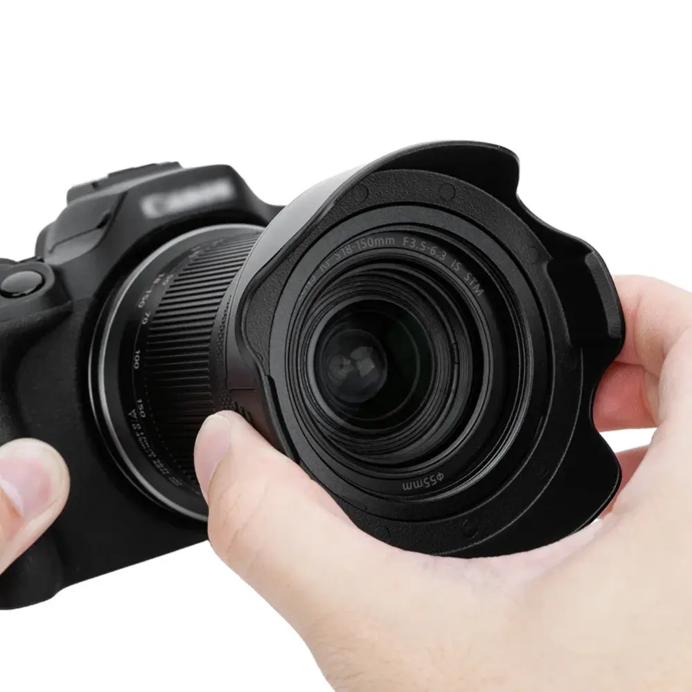  JJC LH-Q55 solblender med adapterring – beskytter mot strølys og støt Rask levering fra Sverige.