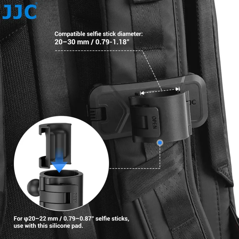  JJC BSCM-AC2H ryggsekkfeste for selfiestang – 20–30 mm Rask levering fra Sverige.