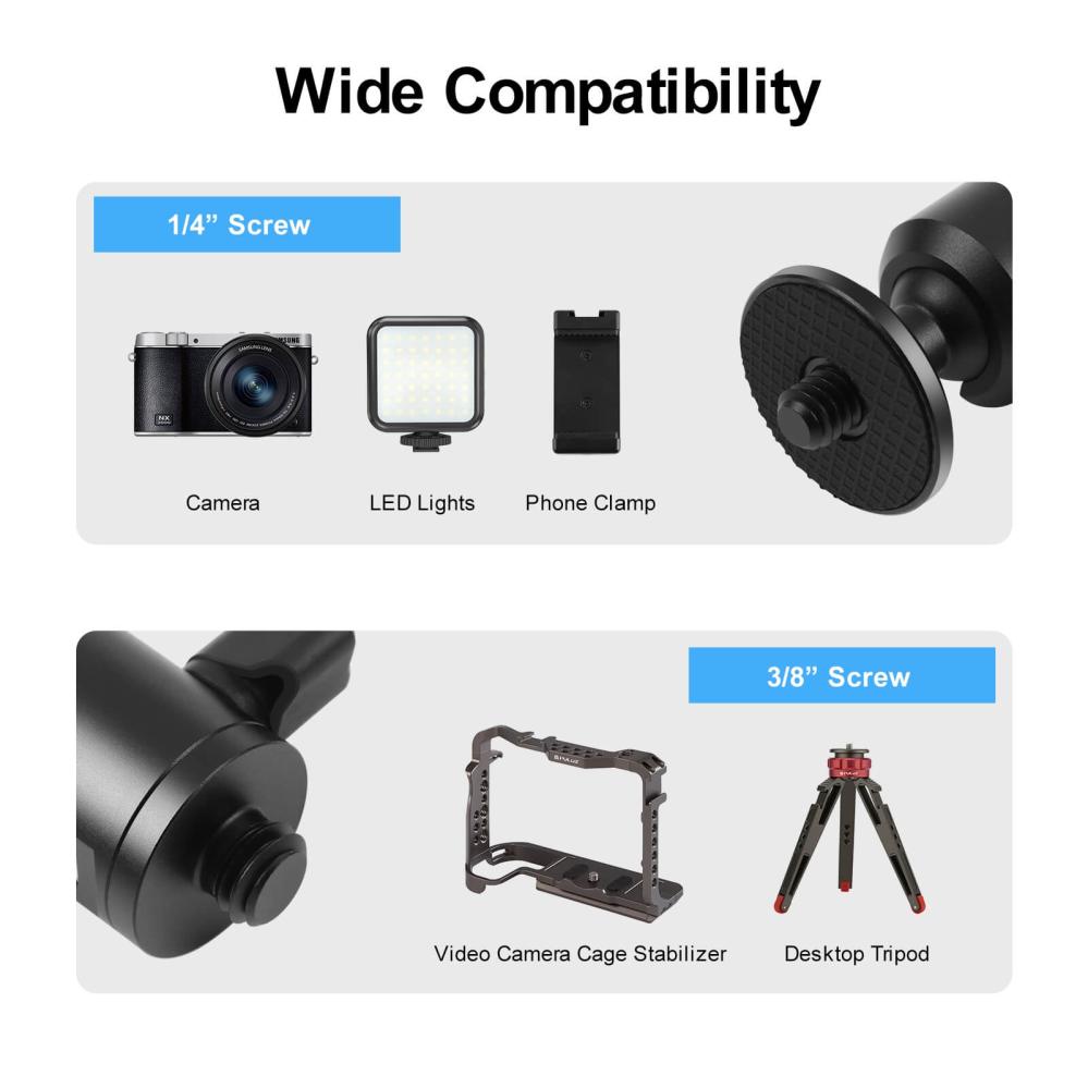  Puluz Tilt svinghode mini 1/4-tommers utvendig gjenge med knottlås Rask levering fra Sverige.