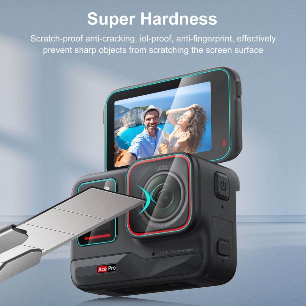  Puluz Skärmskydd 3-i-1 för Insta360 Ace Pro av härdat glas Rask levering fra Sverige.