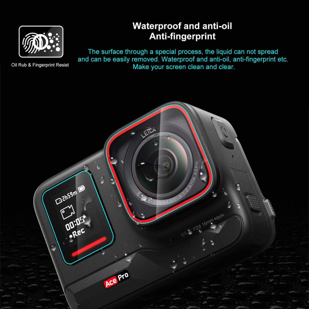  Puluz Skärmskydd 3-i-1 för Insta360 Ace Pro av härdat glas Rask levering fra Sverige.