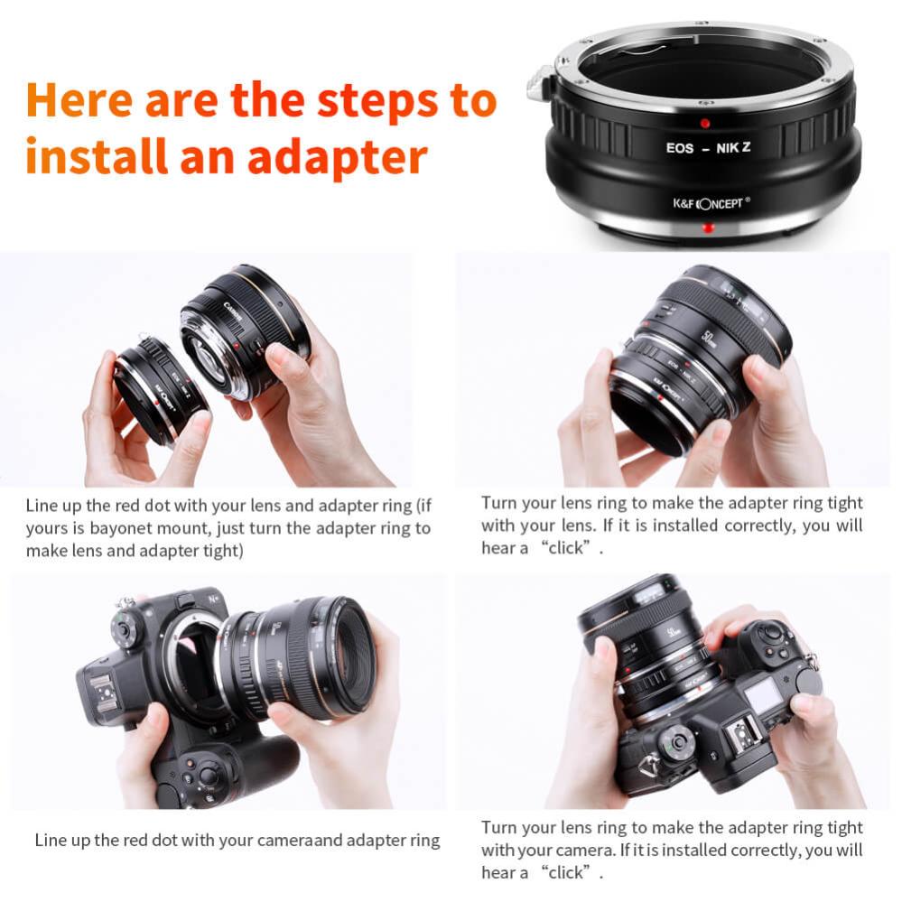 K&F Concept K&F Concept Objektivadapter till Canon EOS EF-objektiv for Nikon Z kamerahus
