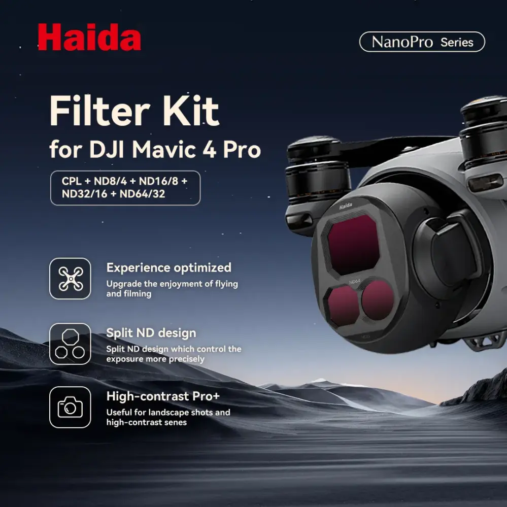  Haida NanoPro 5-delt filtersett for DJI Mavic 4 Pro – CPL + ND8–ND64 Rask levering fra Sverige.