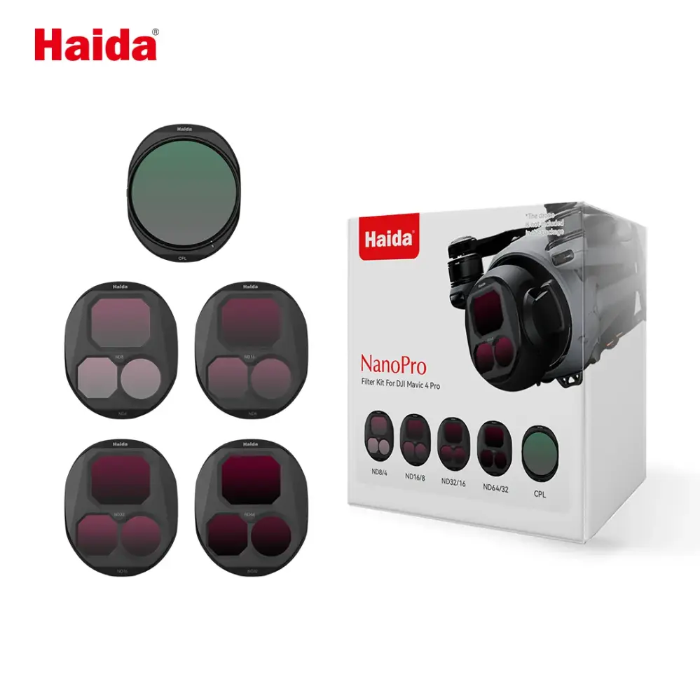  Haida NanoPro 5-delt filtersett for DJI Mavic 4 Pro – CPL + ND8–ND64 Rask levering fra Sverige.