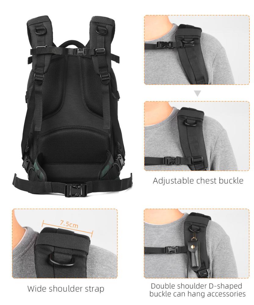 K&F Concept K\&F Concept Kameraryggsekk med stor kameroppbevaring IPX4