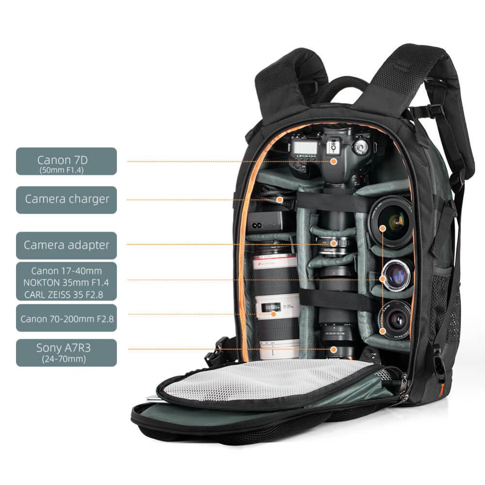 K&F Concept K\&F Concept Kameraryggsekk med stor kameroppbevaring IPX4