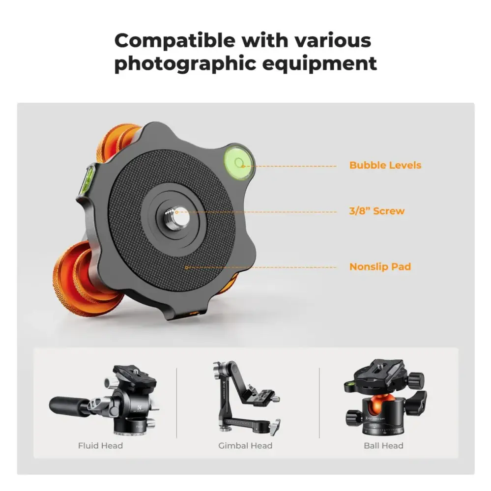  K&F Concept LP-48 nivelleringsbase for stativ ±5° – 15 kg Rask levering fra Sverige.