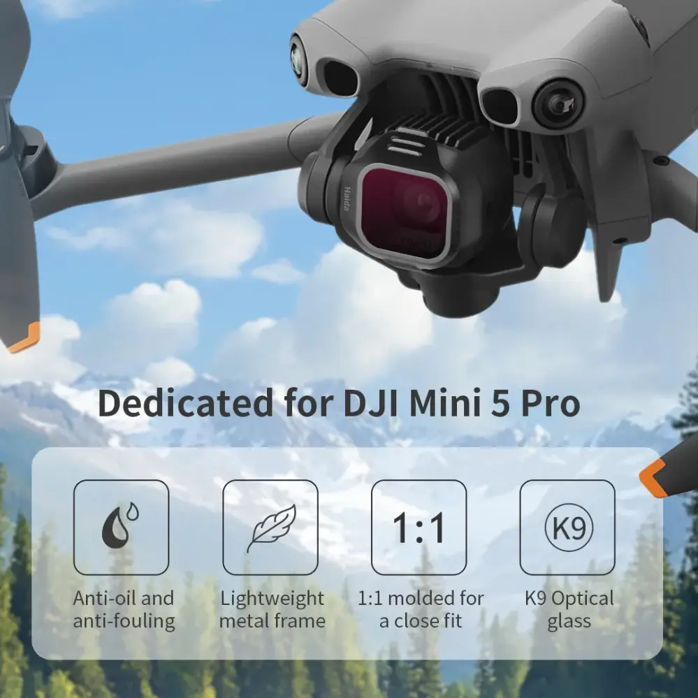  Haida filtersett for DJI Mini 5 Pro – ND8, ND32, ND128 & CPL Rask levering fra Sverige.