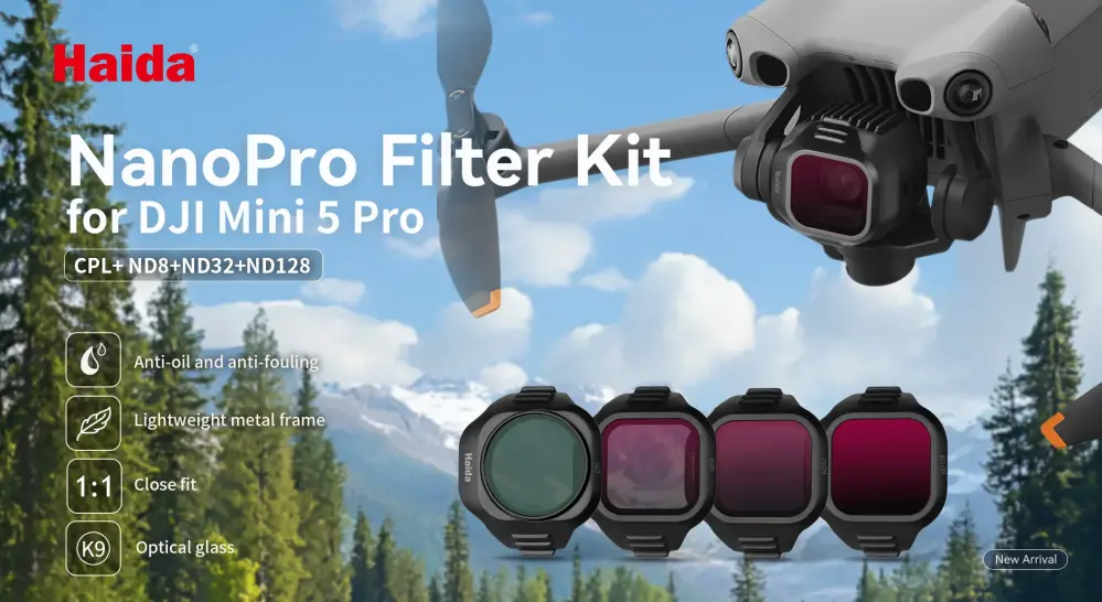  Haida filtersett for DJI Mini 5 Pro – ND8, ND32, ND128 & CPL Rask levering fra Sverige.