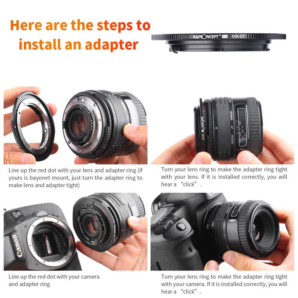 K&F Concept K&F Objektivadapter til Nikon F AF AI AI-S objektiv for Canon EOS kamerahus