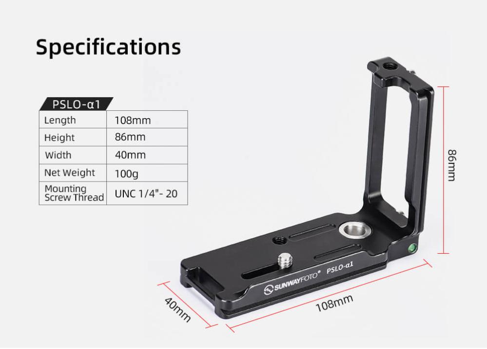 Sunwayfoto Sunwayfoto L-Bracket for Sony A1 med QD-uttag