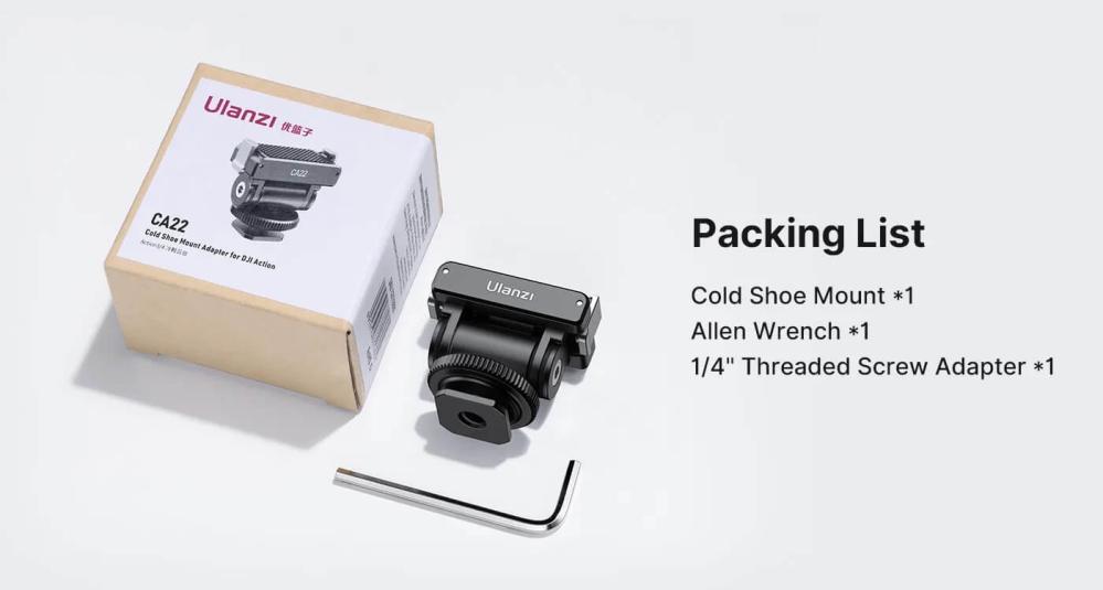  Ulanzi CA22 blitskoadapter for DJI Osmo Action 4 / 3 og Pocket 3 Rask levering fra Sverige.