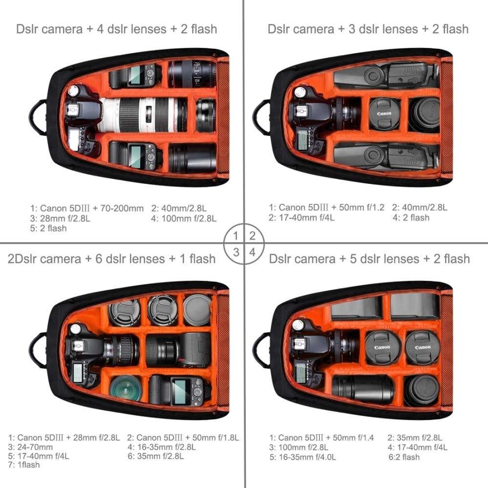  Puluz kameraryggsekk med regntrekk for 1 DSLR + 3-6 objektiver 26L Rask levering fra Sverige.