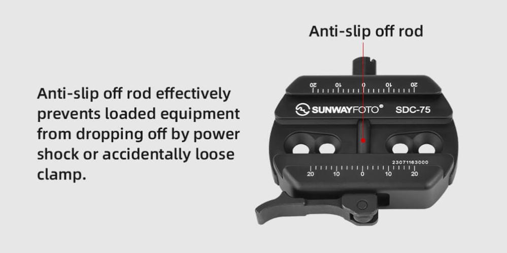  Sunwayfoto SDC-75 feste for Picatinny og Arca Swiss Rask levering fra Sverige.