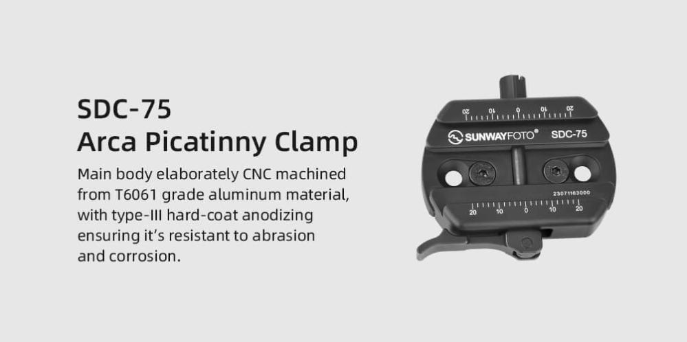  Sunwayfoto SDC-75 feste for Picatinny og Arca Swiss Rask levering fra Sverige.