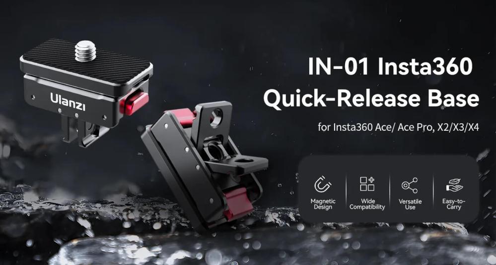  Ulanzi IN-01 magnetisk hurtigfeste for Insta360 actionkameraer Rask levering fra Sverige.