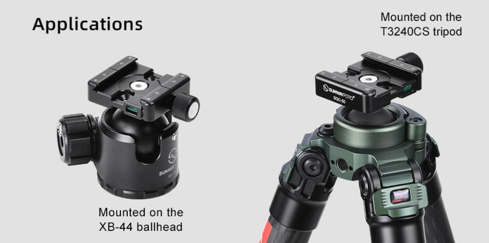  Sunwayfoto SQC-50 hurtigfeste med låseskrue for Arca-Swiss og bipod Rask levering fra Sverige.