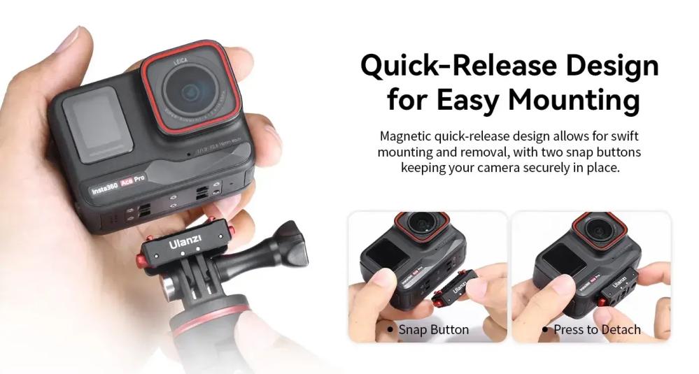  Ulanzi IN-01 magnetisk hurtigfeste for Insta360 actionkameraer Rask levering fra Sverige.