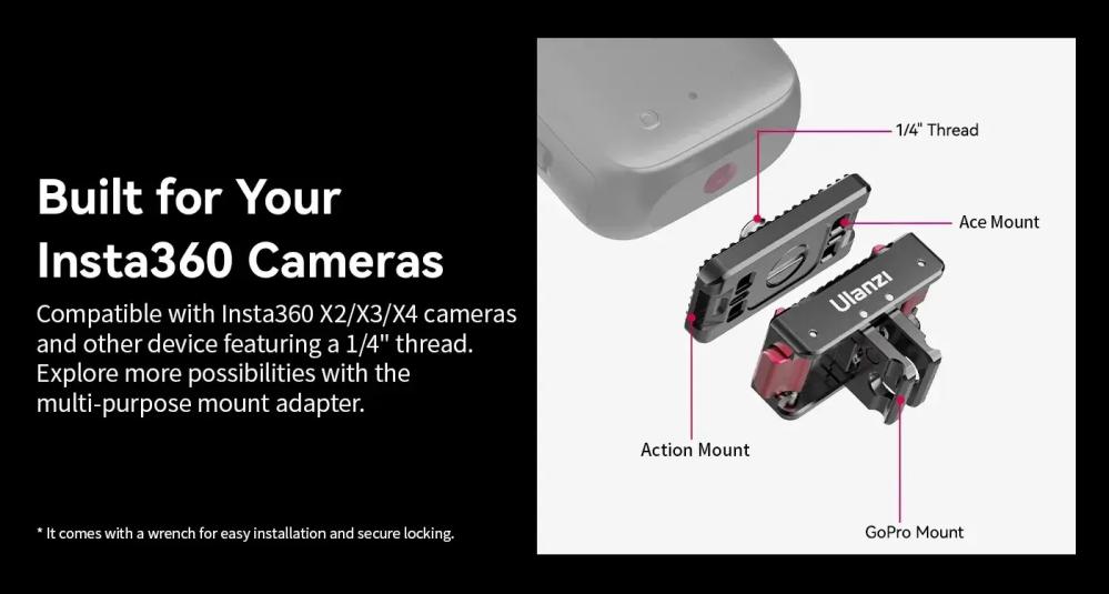  Ulanzi IN-01 magnetisk hurtigfeste for Insta360 actionkameraer Rask levering fra Sverige.