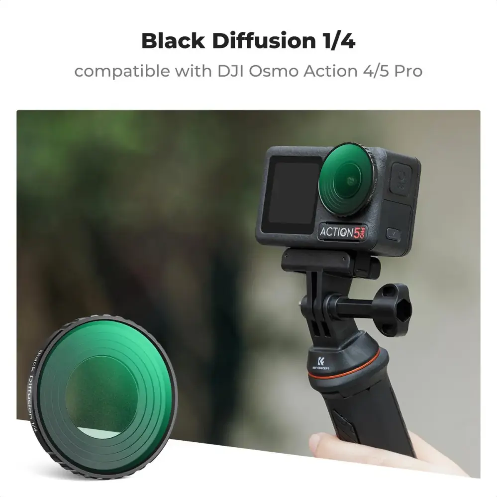  K&F Concept Black Diffusion 1/4-filter for DJI Osmo Action 4 / 5 Pro Rask levering fra Sverige.
