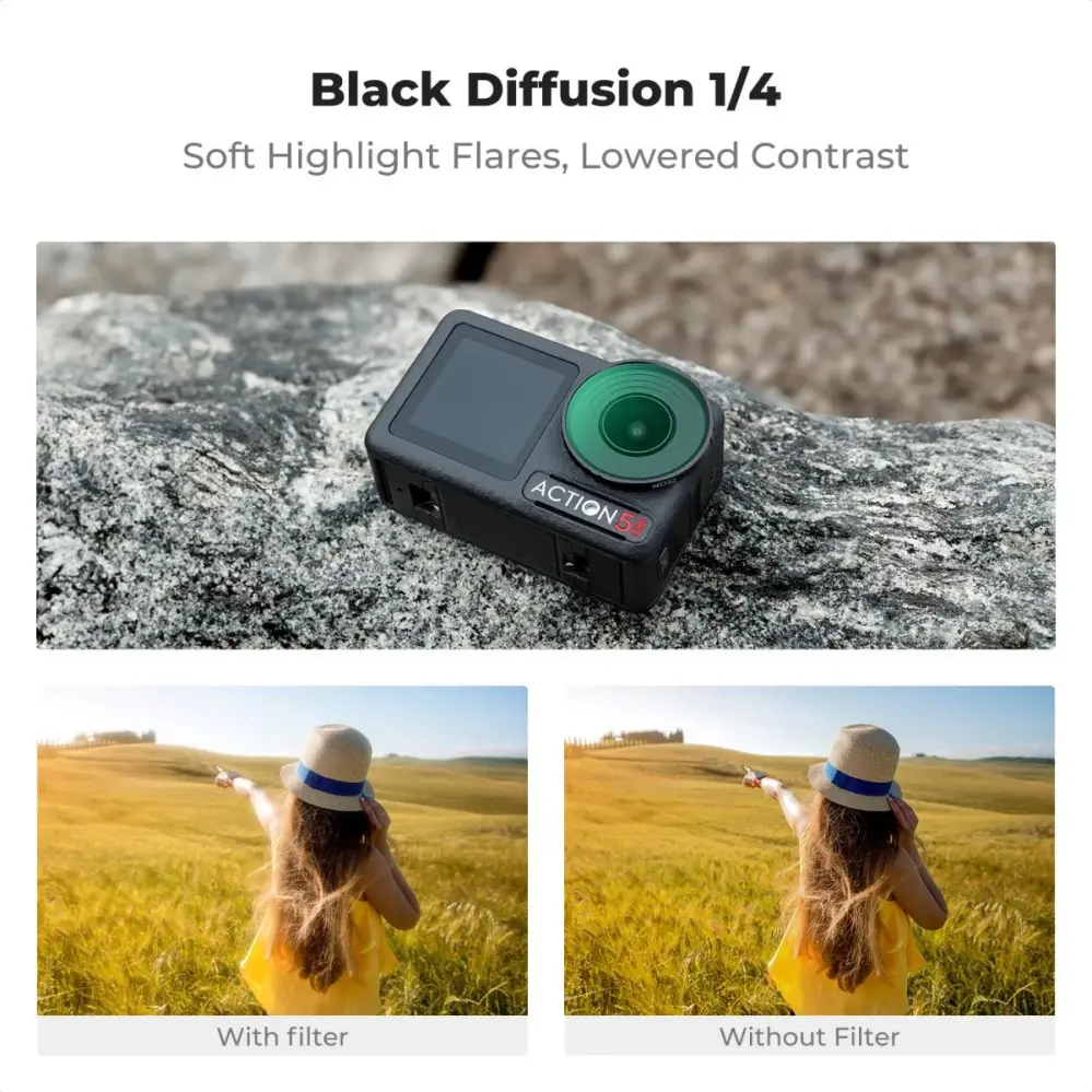  K&F Concept Black Diffusion 1/4-filter for DJI Osmo Action 4 / 5 Pro Rask levering fra Sverige.