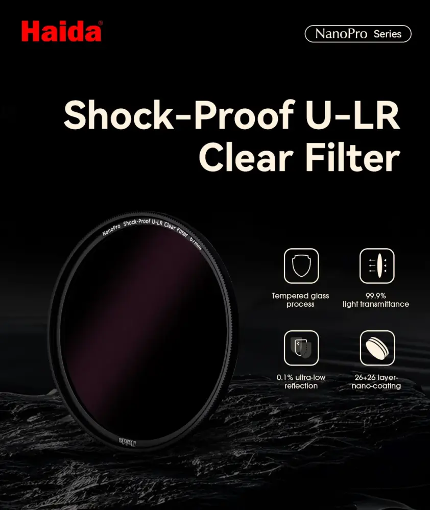  Haida NanoPro Shock-Proof U-LR Clear Filter – 99,9 % lysgjennomgang Rask levering fra Sverige.