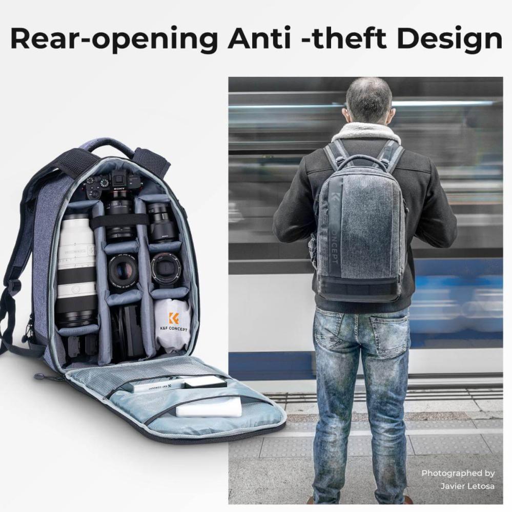 K&F Concept Kameraryggsekk med avtagbar innerbeskyttelse / innsats 17l Rask levering fra Sverige.