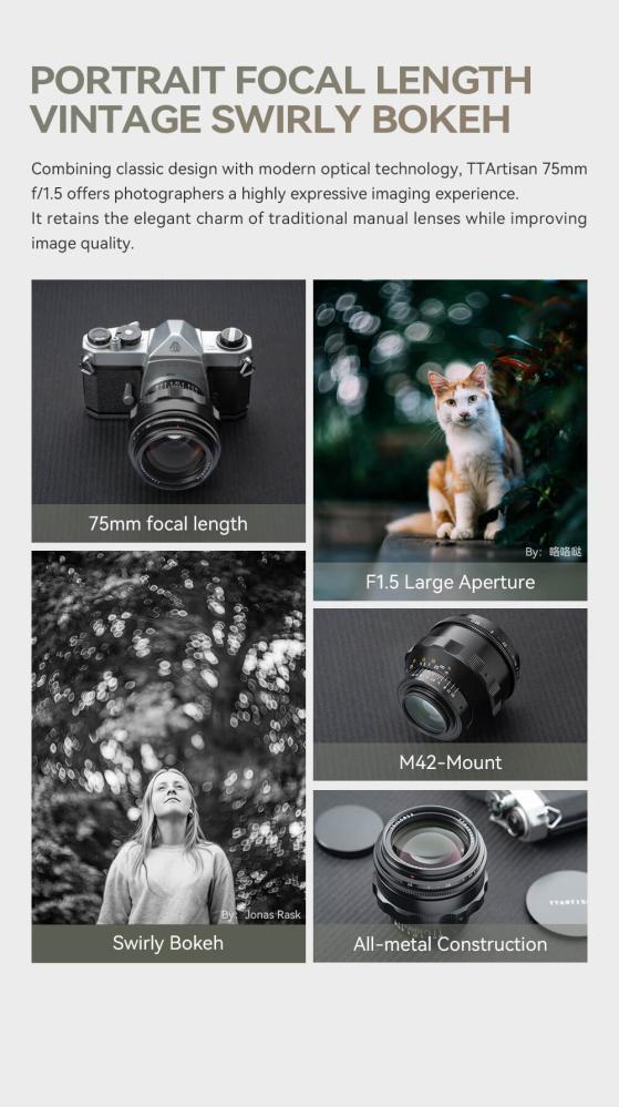 TTArtisan TTArtisan 75mm f/1.5 Swirly Bokeh for M42 – Skap et unikt, kunstnerisk uttrykk