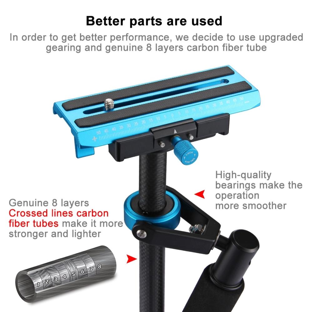  Puluz håndholdt stabilisator i karbonfiber for DSLR/DV-kameraer (38,5–61 cm) Rask levering fra Sverige.