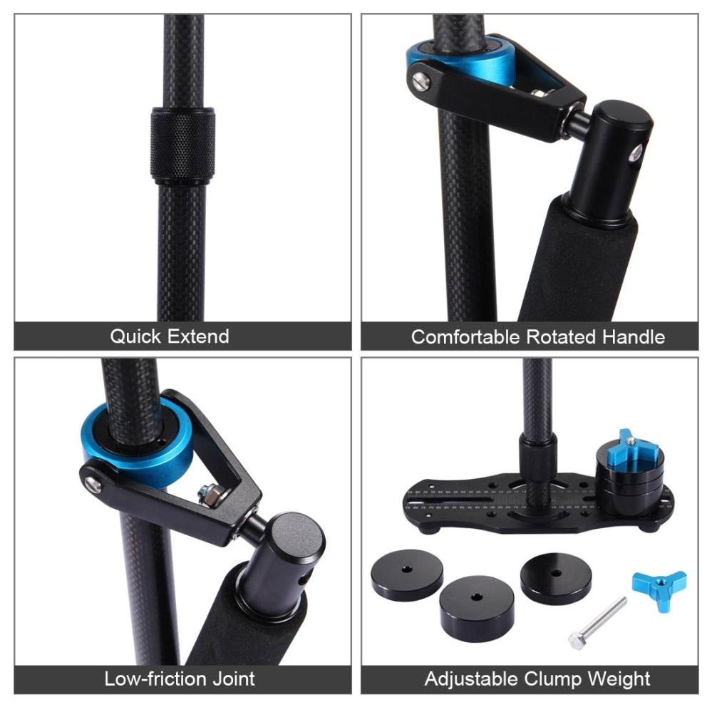  Puluz håndholdt stabilisator i karbonfiber for DSLR/DV-kameraer (38,5–61 cm) Rask levering fra Sverige.