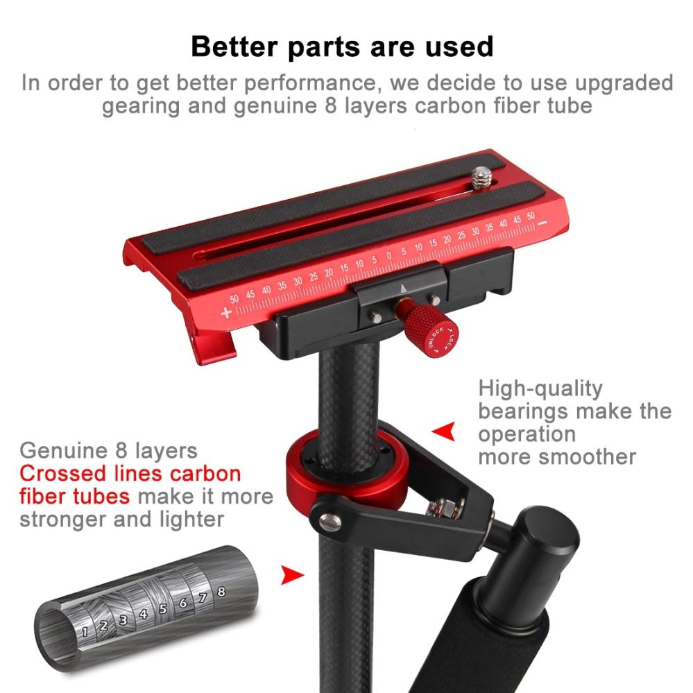  Puluz håndholdt stabilisator i karbonfiber for DSLR/DV-kameraer (38,5–61 cm) Rask levering fra Sverige.