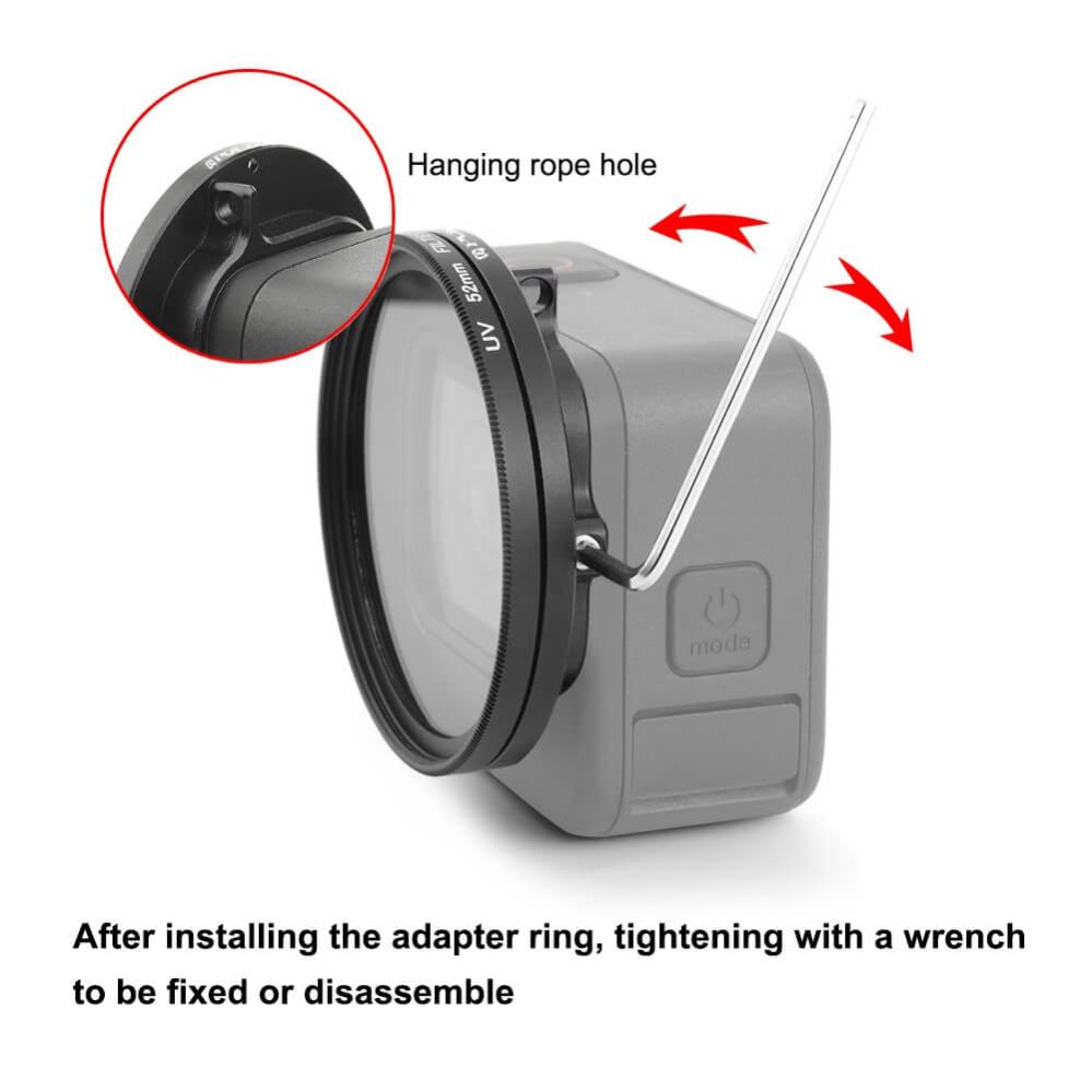 Puluz Puluz 52mm UV-filter, objektivdeksel & adapter for GoPro Hero12/11