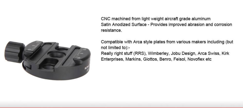  Sunwayfoto DDY-58 Fäste för Arca Swiss med låsratt Rask levering fra Sverige.