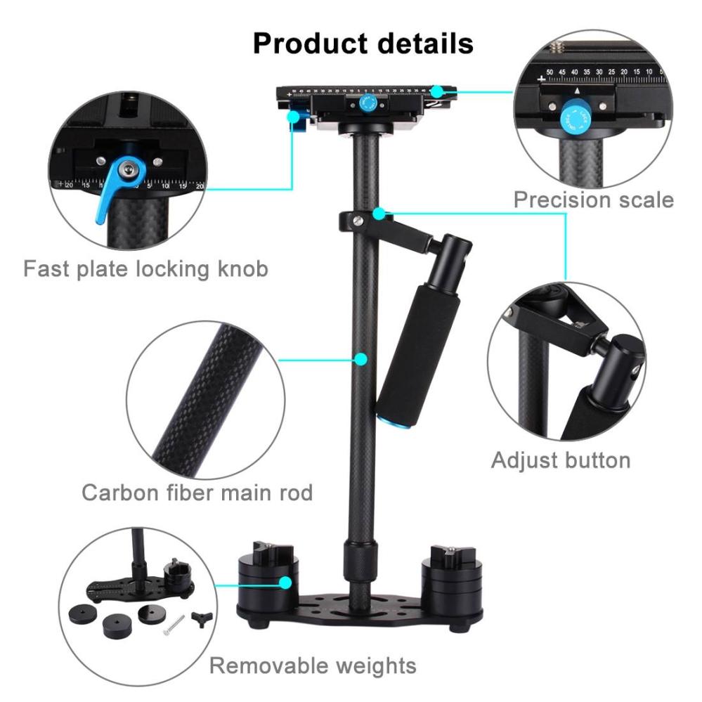 Puluz Puluz håndholdt karbonfiberstabilisator for DSLR / DV-kameraer (38