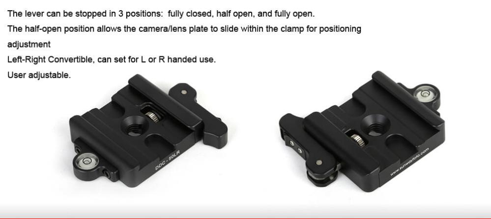  Sunwayfoto DDC-60LR feste med spakklemme for Arca-Swiss-plater Rask levering fra Sverige.