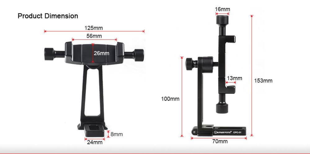 Sunwayfoto Sunwayfoto mobilholder/mobilstativ justerbar 360 grader Arca Swiss-type