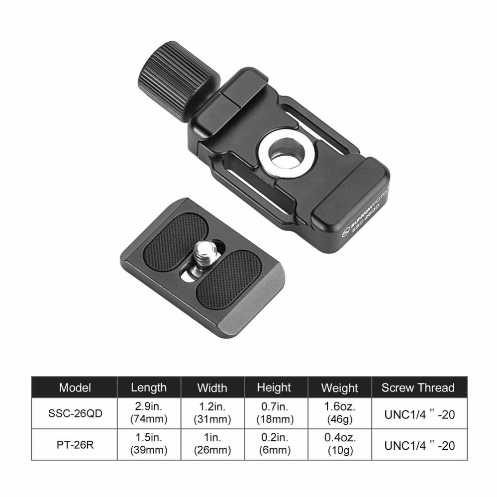  Sunwayfoto hurtigfeste mini med QD-uttak Rask levering fra Sverige.