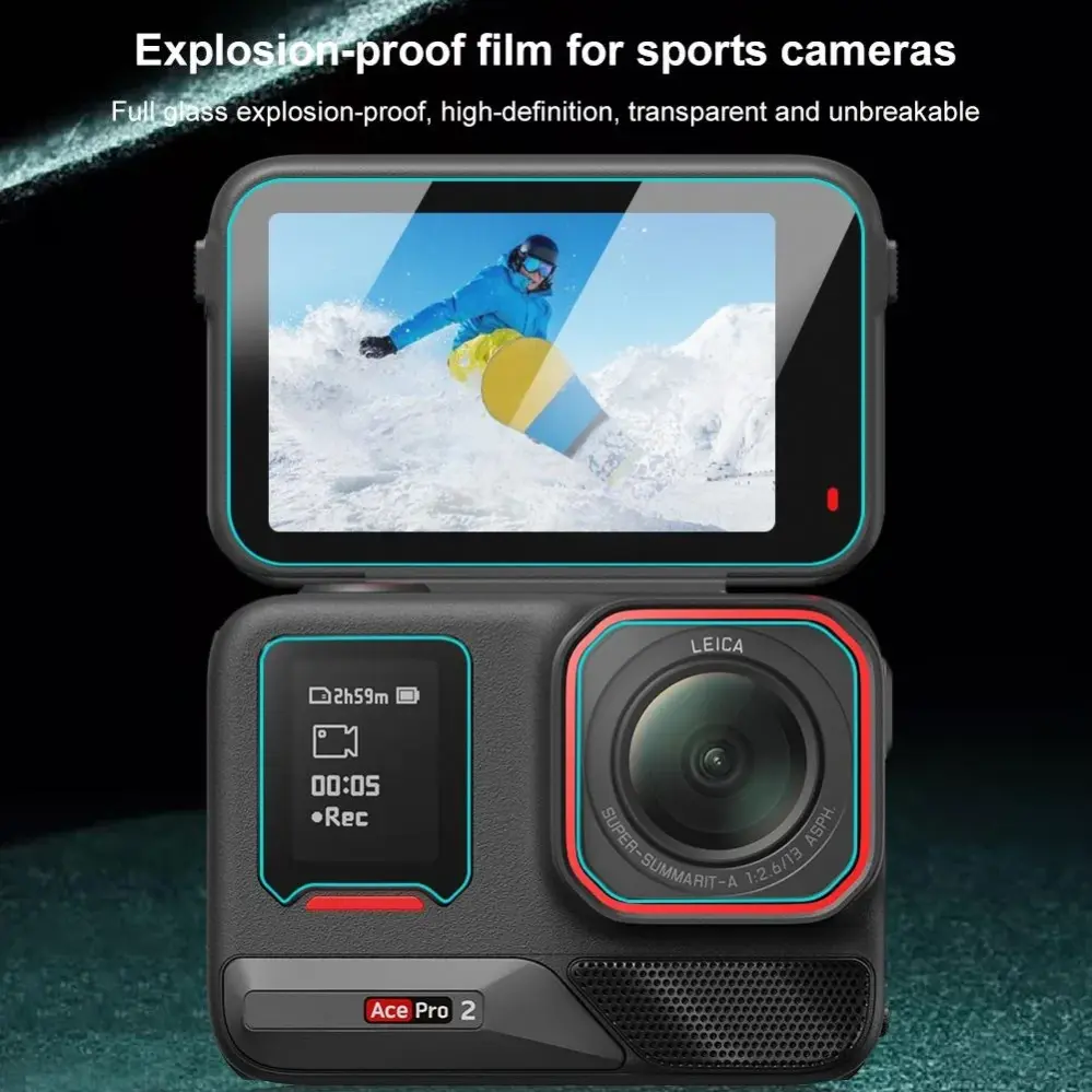  Puluz skjermbeskyttelse 3-i-1 for Insta360 Ace Pro 2 i herdet glass og PET Rask levering fra Sverige.