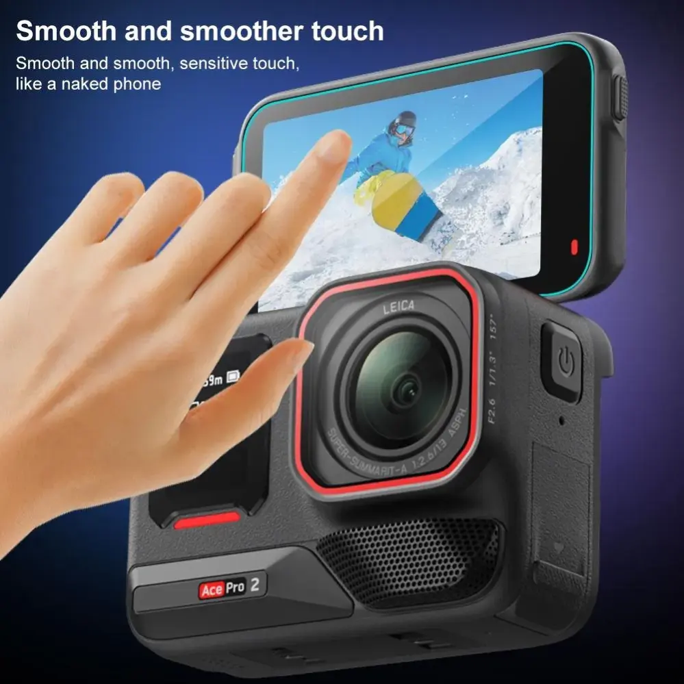  Puluz skjermbeskyttelse 3-i-1 for Insta360 Ace Pro 2 i herdet glass og PET Rask levering fra Sverige.