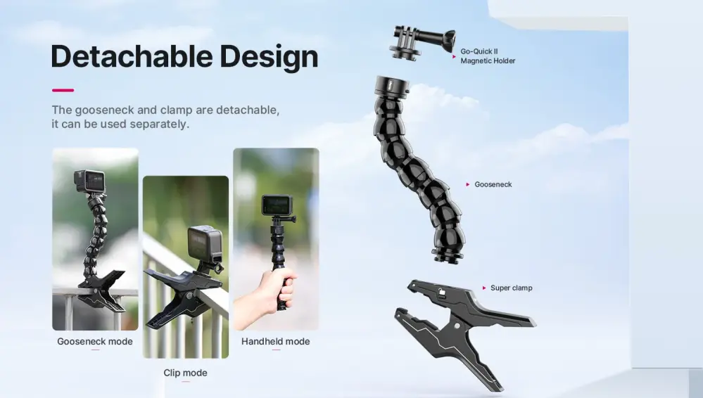  Ulanzi Go-Quick II magnetisk hurtigkoblingsklemme for actionkameraer Rask levering fra Sverige.