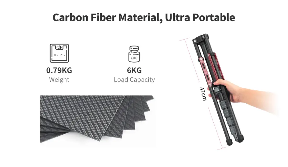  Ulanzi MT-49 – Bærbart stativ i karbonfiber for belysning og kamera Rask levering fra Sverige.