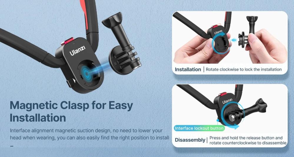  Ulanzi Go-Quick II Nakkestøtte for actionkameraer med Quick Release-feste Rask levering fra Sverige.