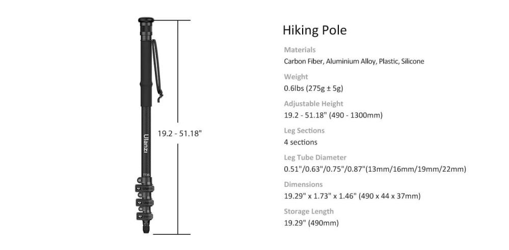 Ulanzi TT35 Enbensstativ i karbonfiber med kulehode Rask levering fra Sverige.