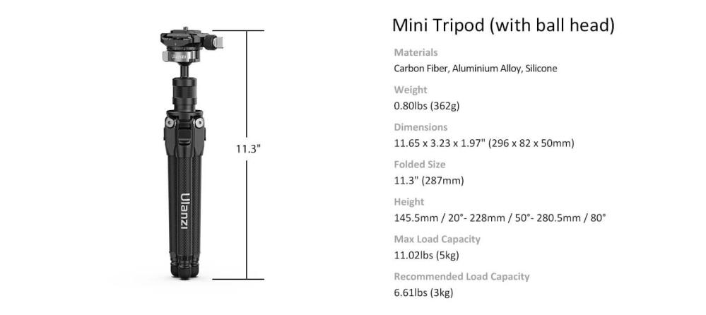Ulanzi Ulanzi TT35 Ministativ av karbonfiber for fotografering