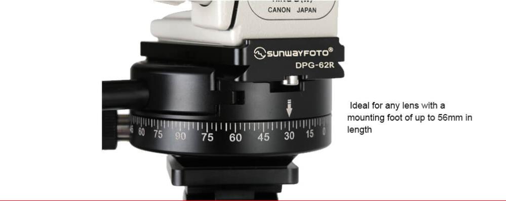 Sunwayfoto Sunwayfoto DPG-62R Hurtigplate 62mm Arca Swiss med kantstøtte