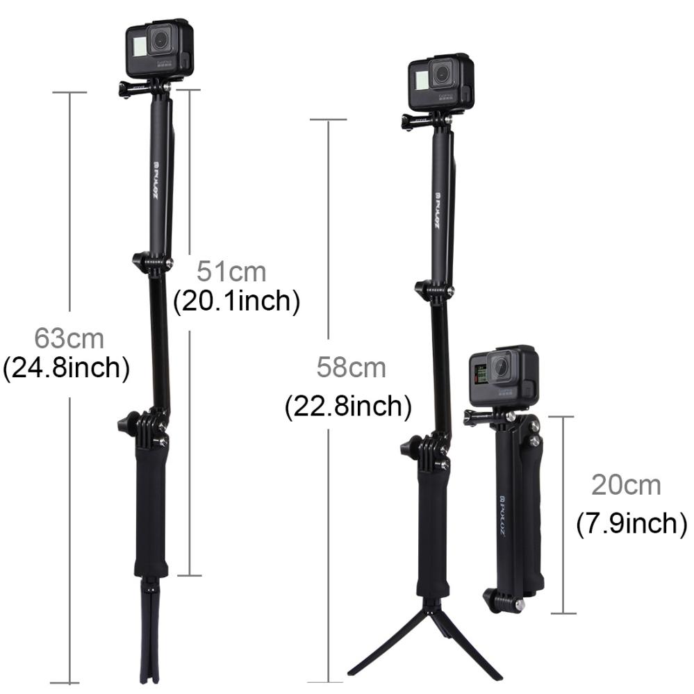  Puluz Multifunksjonell Selfie Stick for GoPro Hero9 Black / 8/7/6/5/4/3 + / 3 Rask levering fra Sverige.