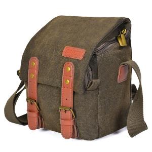  Caden Skulderveske til kamera i canvas khaki 23x28x38cm Rask levering fra Sverige.