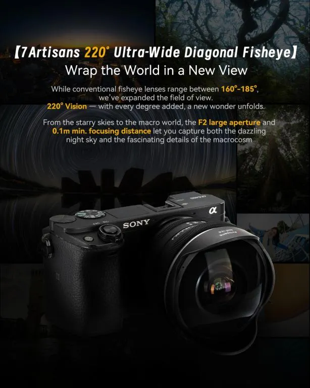  7Artisans 6mm f/2.0 – extremt fisheye-objektiv för Fujifilm X (APS-C) Rask levering fra Sverige.